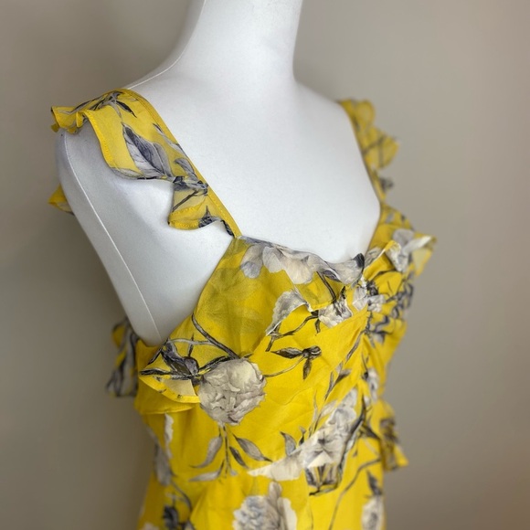 Lucy Paris Marissa Ruffled Yellow Floral Dress Size Medium - Picture 5 of 11